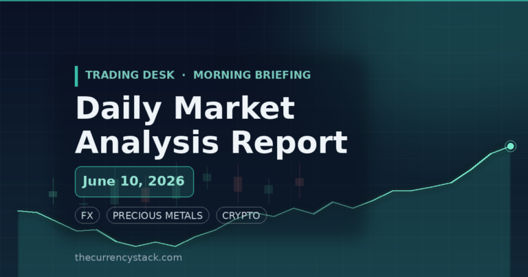 Daily Market Analysis Report banner — June 10, 2026 — FX, precious metals and crypto morning briefing