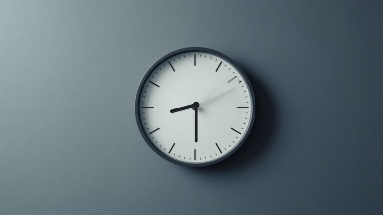 A minimalist wall clock on a slate-gray wall showing 8:30 — the scheduled moment major US economic data releases land.